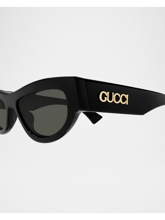 GUCCI GG1834SBLACK Acetate Cat-Eye GOLD LOGO Sunglasses